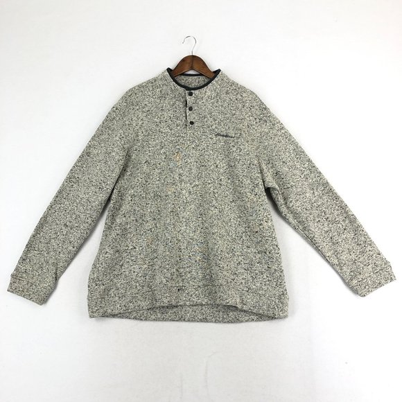 Eddie Bauer Men's Size XX-Large Grey Fleece Lined Knit Partial Snap Pullover